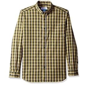 Columbia Men's XL Out and Back Yellow/Green Plaid Long Sleeve Button‎ Down Shirt